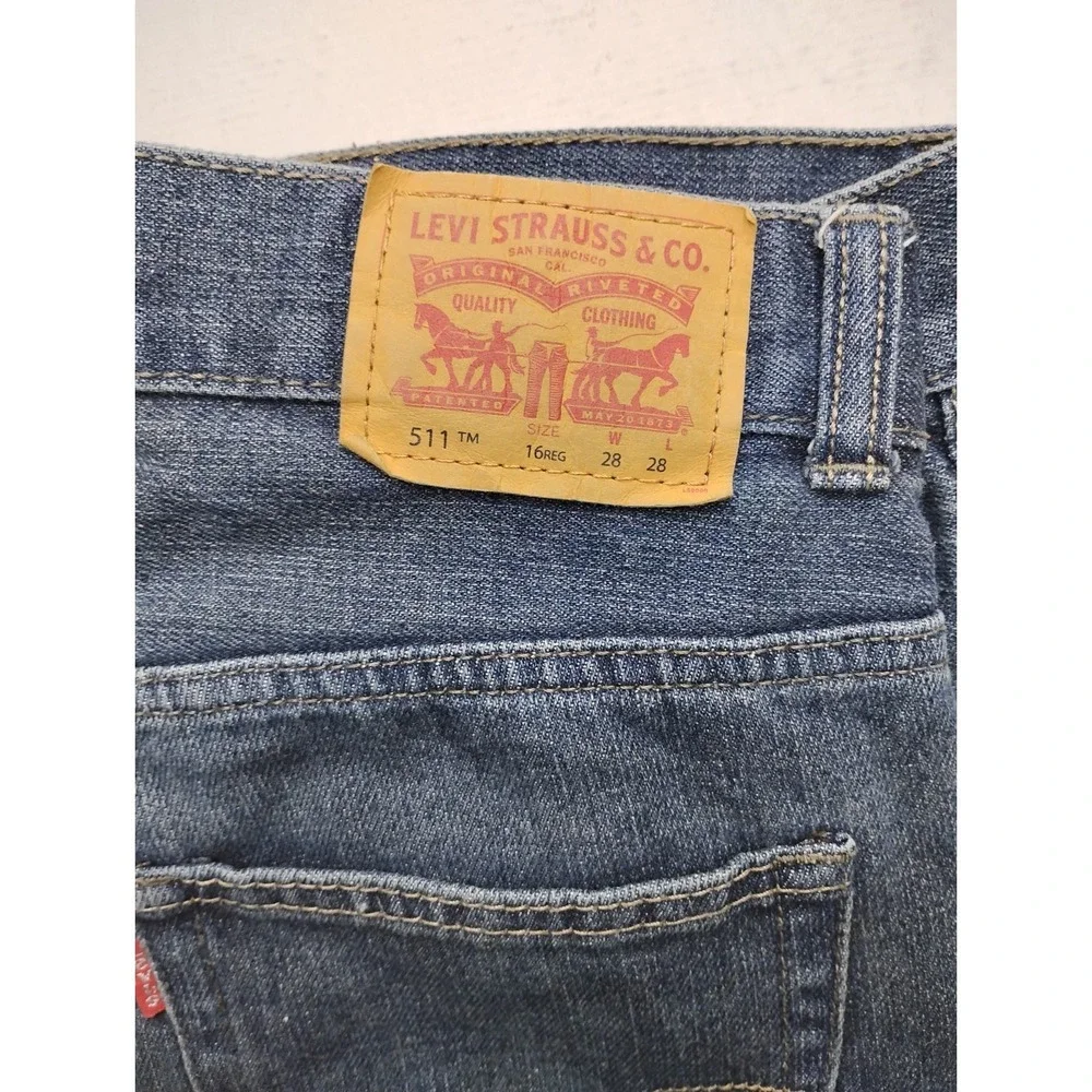 Levi's 511 Boys Straight Blue Denim Jeans 16 REG 28x28